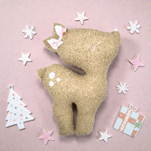 Λούτρινο Ελαφάκι Μπουκλέ με Ροζ Φιογκάκι